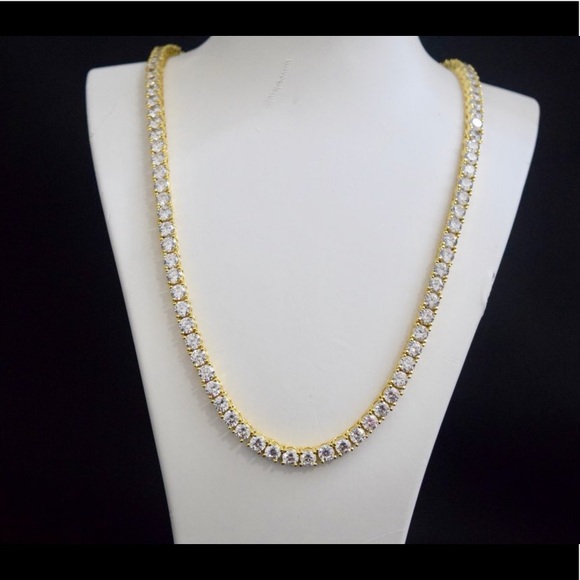 Other - 14k Yellow Gold Lab Diamond Tennis Necklace Chain